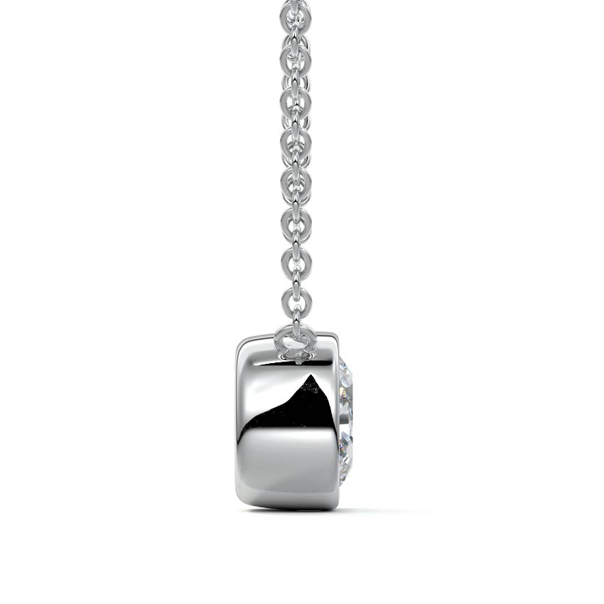 White gold Cushion Bezel Diamond Pendant