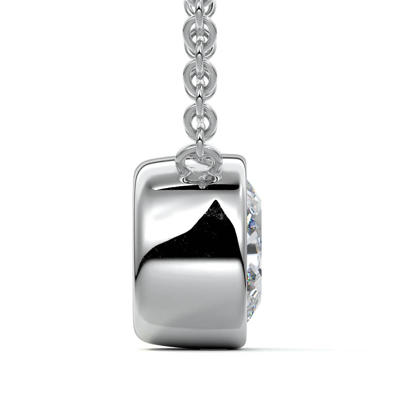 White gold Cushion Bezel Diamond Pendant