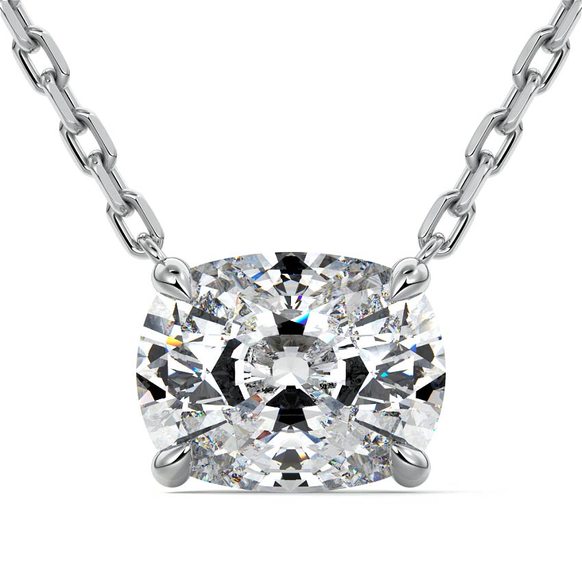 Silver Cushion Solitaire Diamond Pendant