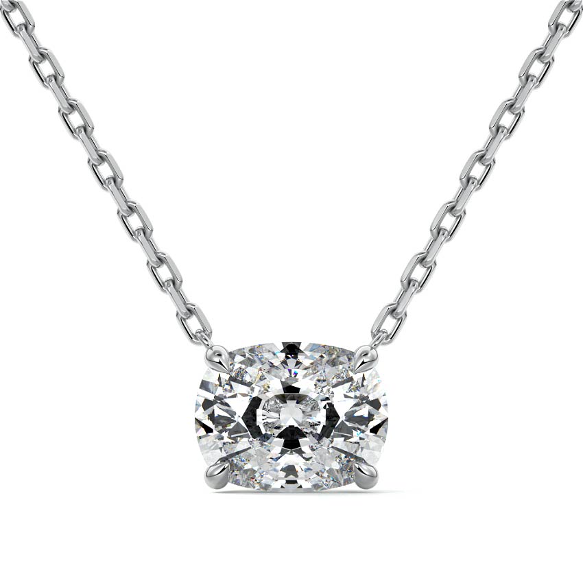 Platinum Cushion Solitaire Diamond Pendant