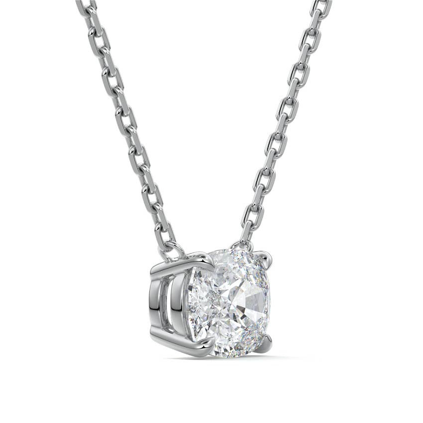 Platinum Cushion Solitaire Diamond Pendant