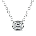 Platinum East-West Cushion Bezel Diamond Pendant
