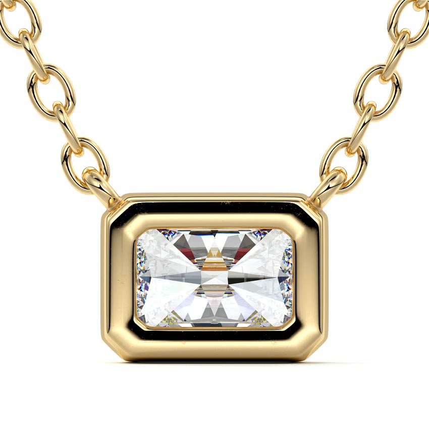 Yellow gold East-West Radiant Bezel Diamond Pendant