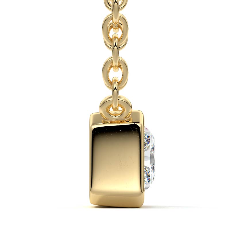 Yellow gold East-West Radiant Bezel Diamond Pendant