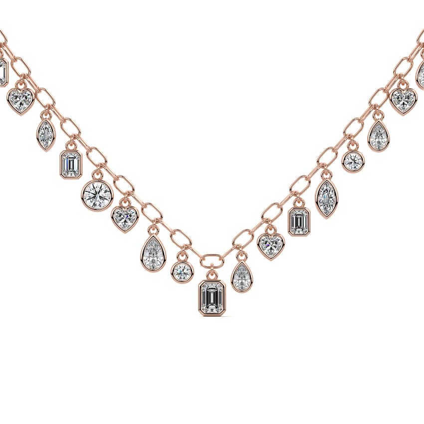 Rose gold Multi Shape Diamond Drop Necklace