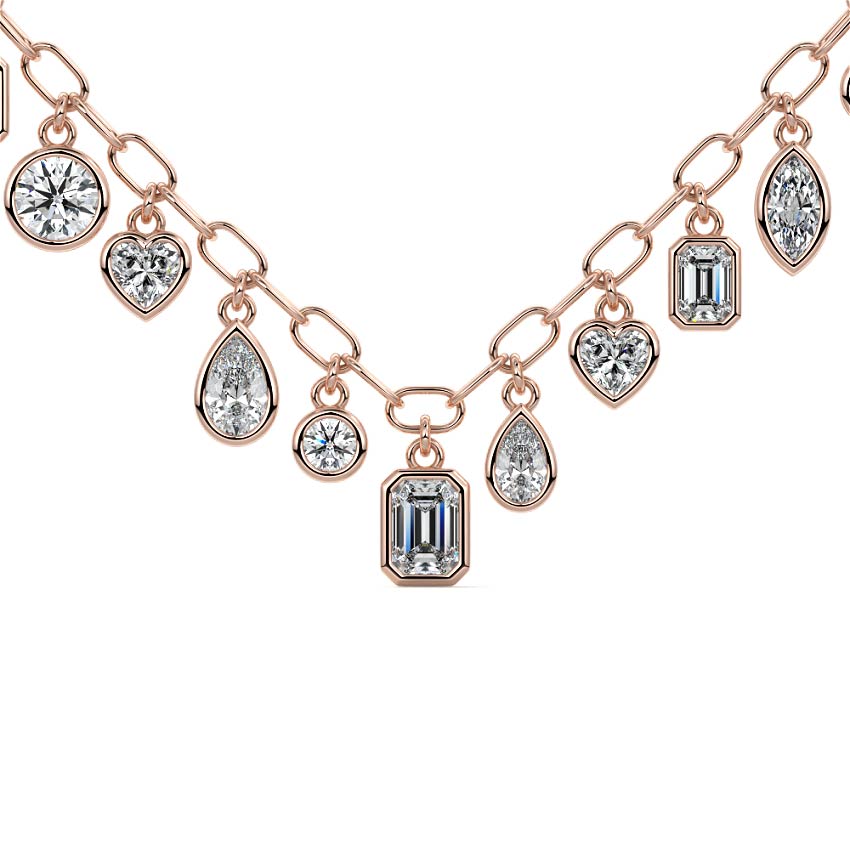 Rose gold Multi Shape Diamond Drop Necklace