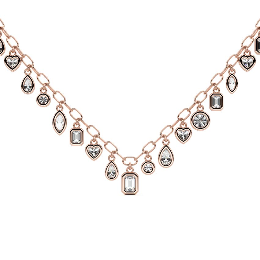 Rose gold Multi Shape Diamond Drop Necklace