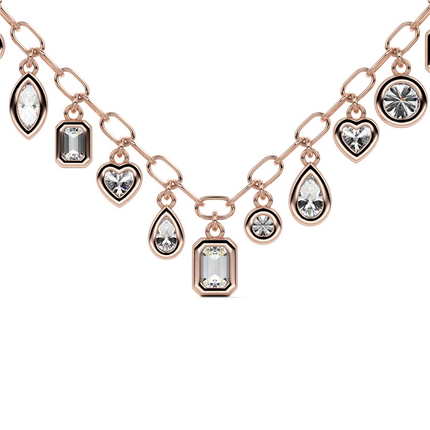 Rose gold Multi Shape Diamond Drop Necklace