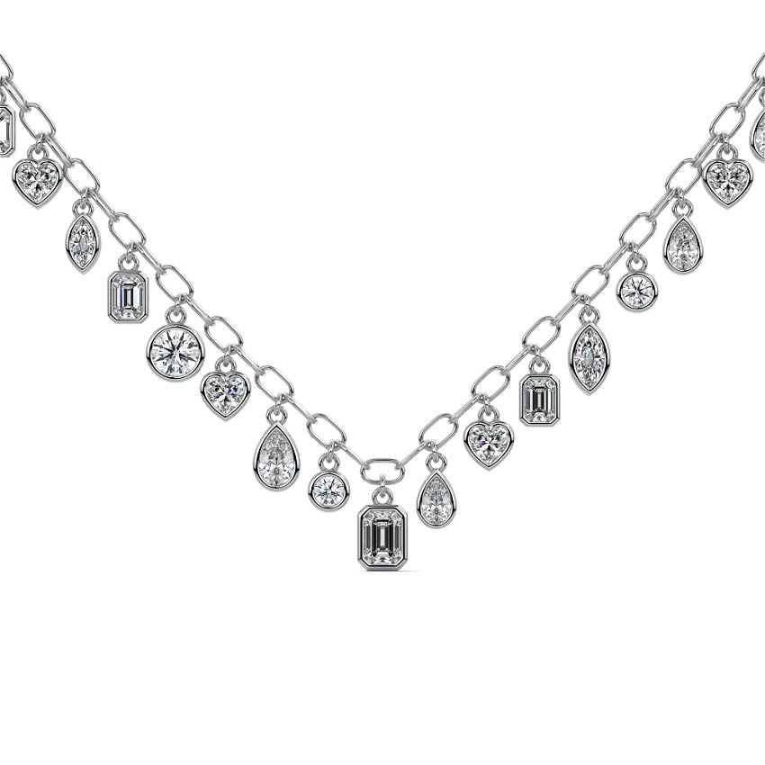 White gold Multi Shape Diamond Drop Necklace