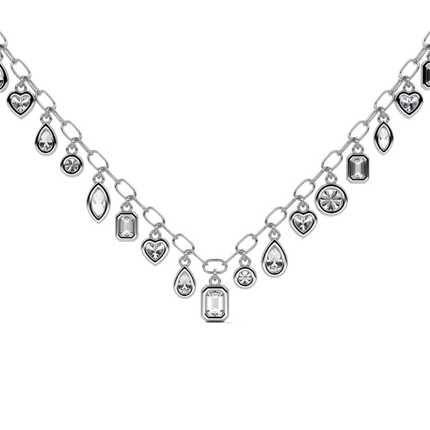 White gold Multi Shape Diamond Drop Necklace