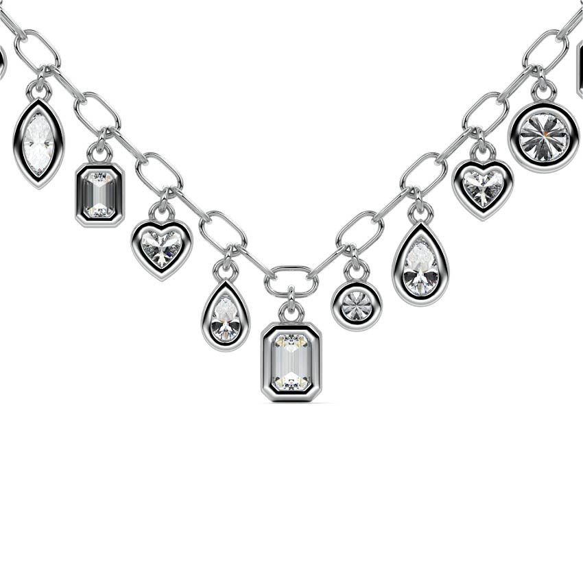 White gold Multi Shape Diamond Drop Necklace
