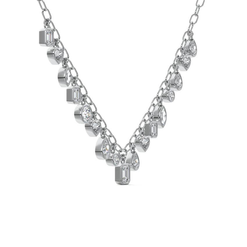 White gold Multi Shape Diamond Drop Necklace