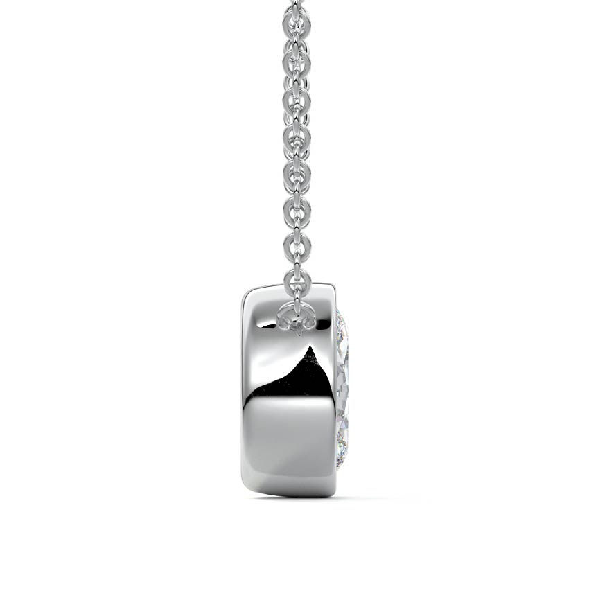 Silver Oval Cut Diamond Bezel Pendant Necklace