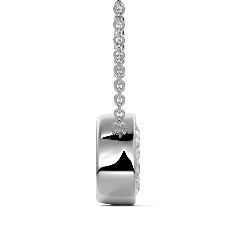 White gold Pear Cut Diamond Bezel Pendant Necklace