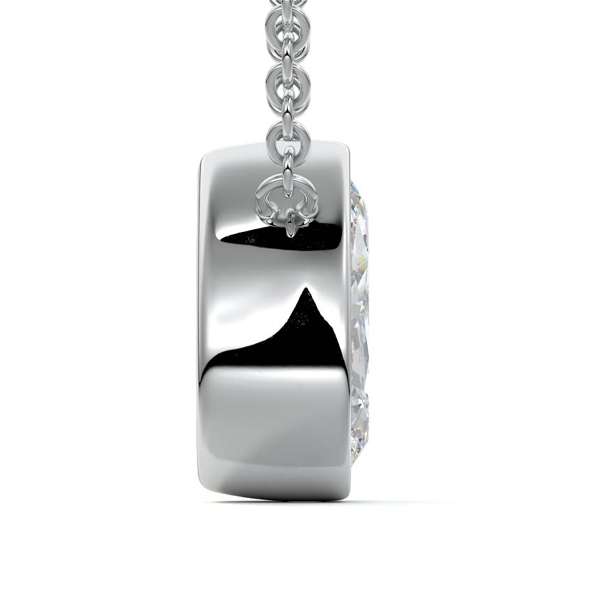 White gold Pear Cut Diamond Bezel Pendant Necklace