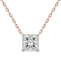 Rose gold Princess Cut Diamond Solitaire Pendant Necklace