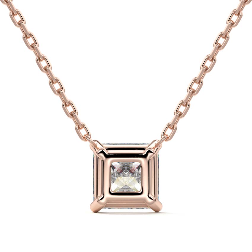 Rose gold Princess Cut Diamond Solitaire Pendant Necklace