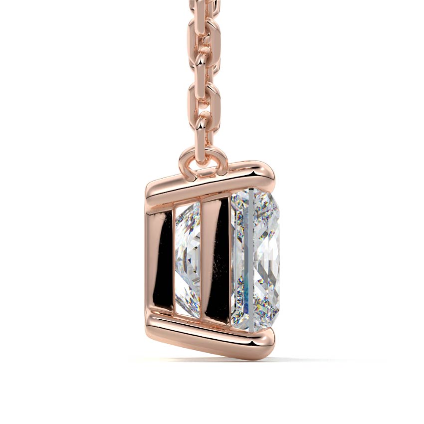 Rose gold Princess Cut Diamond Solitaire Pendant Necklace