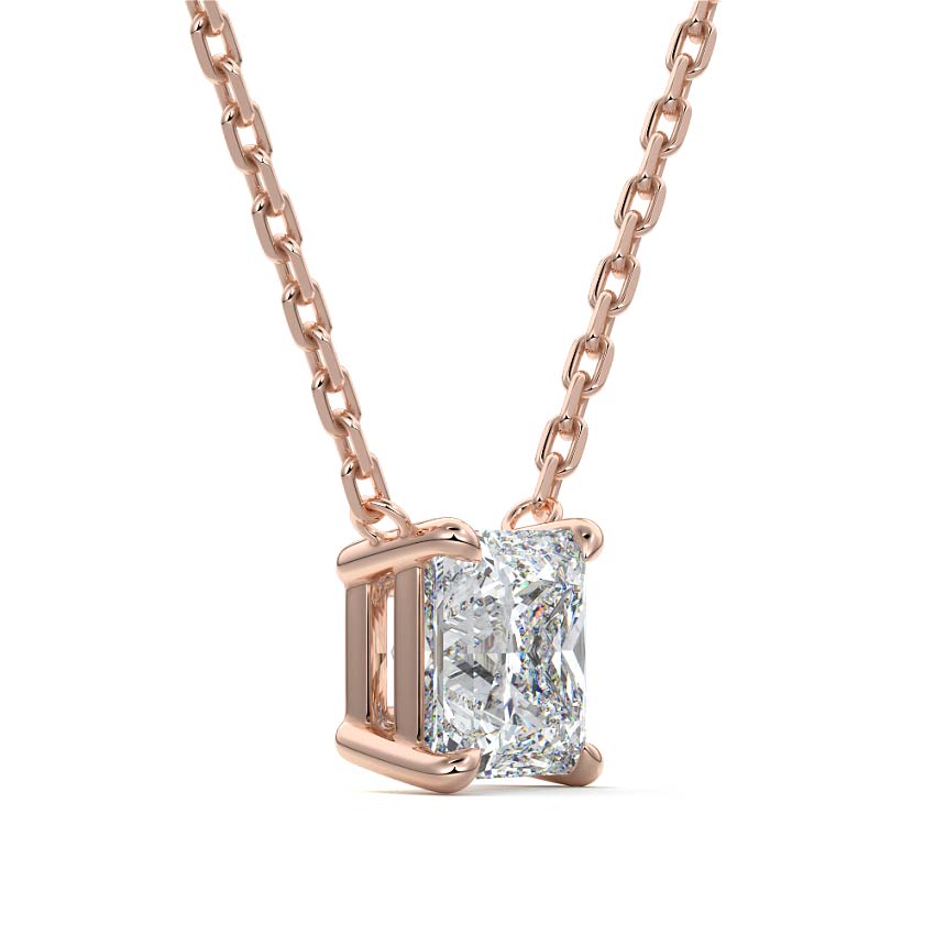 Rose gold Princess Cut Diamond Solitaire Pendant Necklace