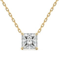 Yellow gold Princess Cut Diamond Solitaire Pendant Necklace