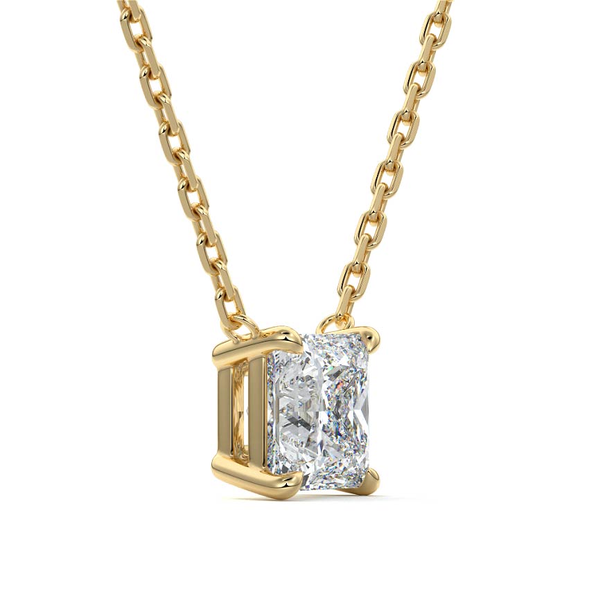 Yellow gold Princess Cut Diamond Solitaire Pendant Necklace