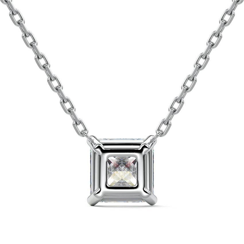 Platinum Princess Cut Diamond Solitaire Pendant Necklace