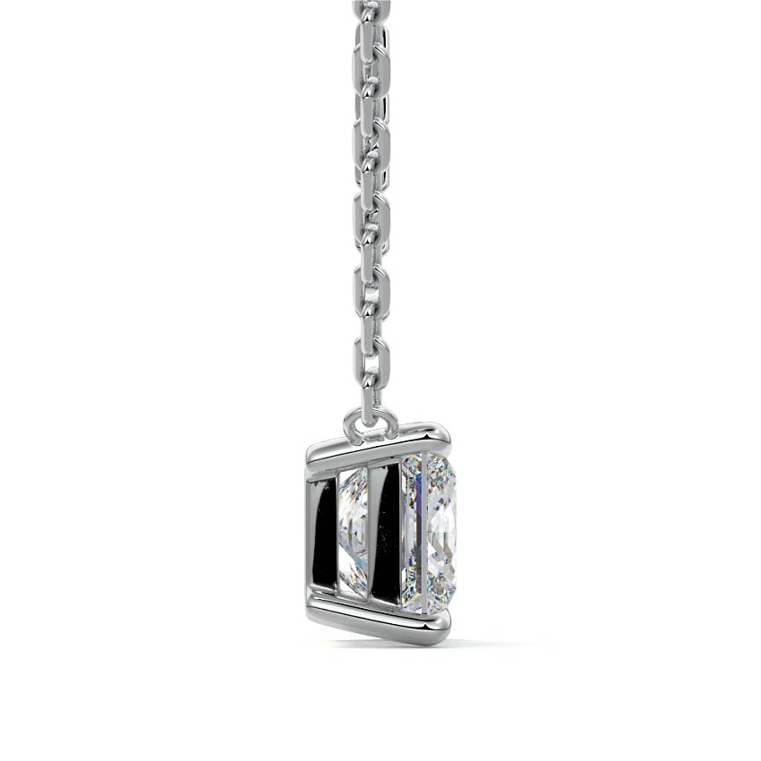 Platinum Princess Cut Diamond Solitaire Pendant Necklace