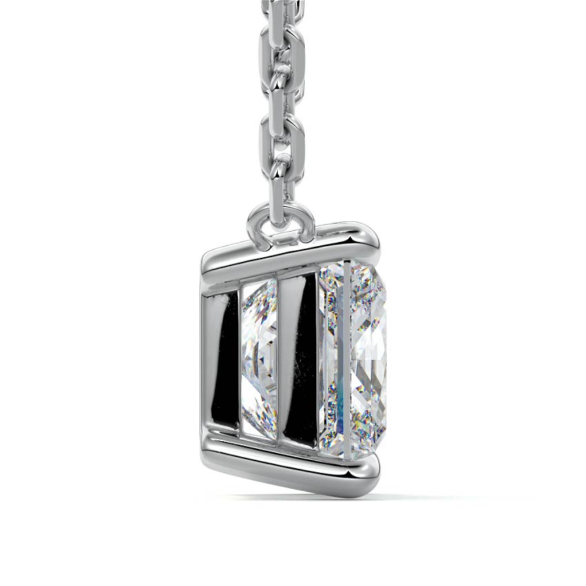 Platinum Princess Cut Diamond Solitaire Pendant Necklace