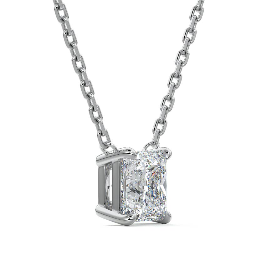 Platinum Princess Cut Diamond Solitaire Pendant Necklace