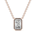 Rose gold Radiant Cut Diamond Bezel Solitaire Pendant Necklace