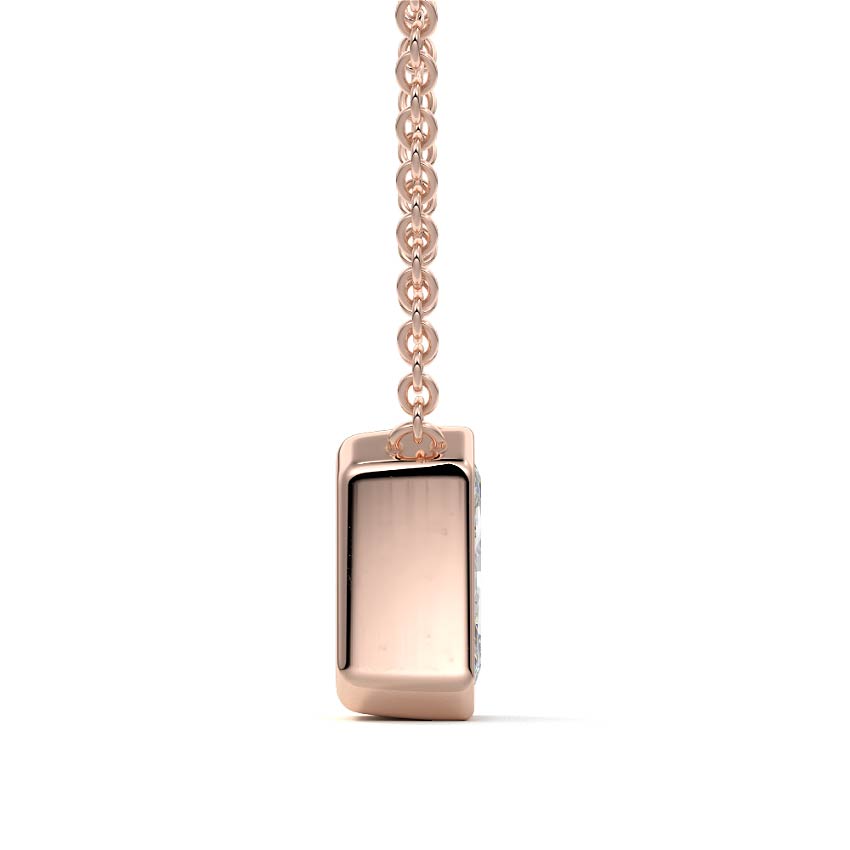 Rose gold Radiant Cut Diamond Bezel Solitaire Pendant Necklace