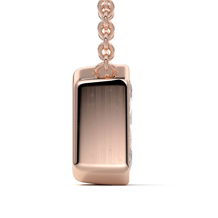 Rose gold Radiant Cut Diamond Bezel Solitaire Pendant Necklace