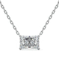 Silver Radiant Cut Diamond Solitaire Pendant Necklace