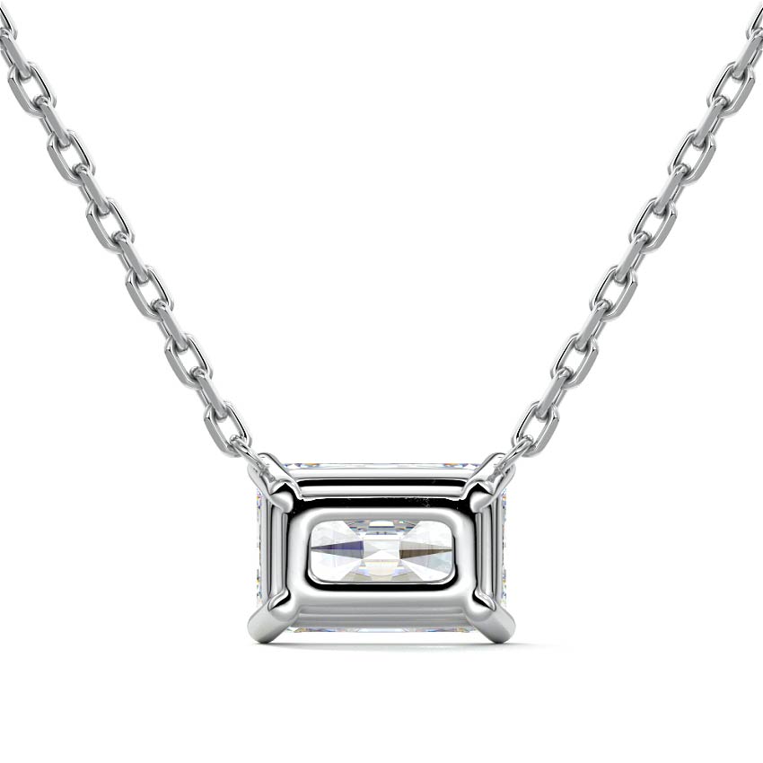 Silver Radiant Cut Diamond Solitaire Pendant Necklace