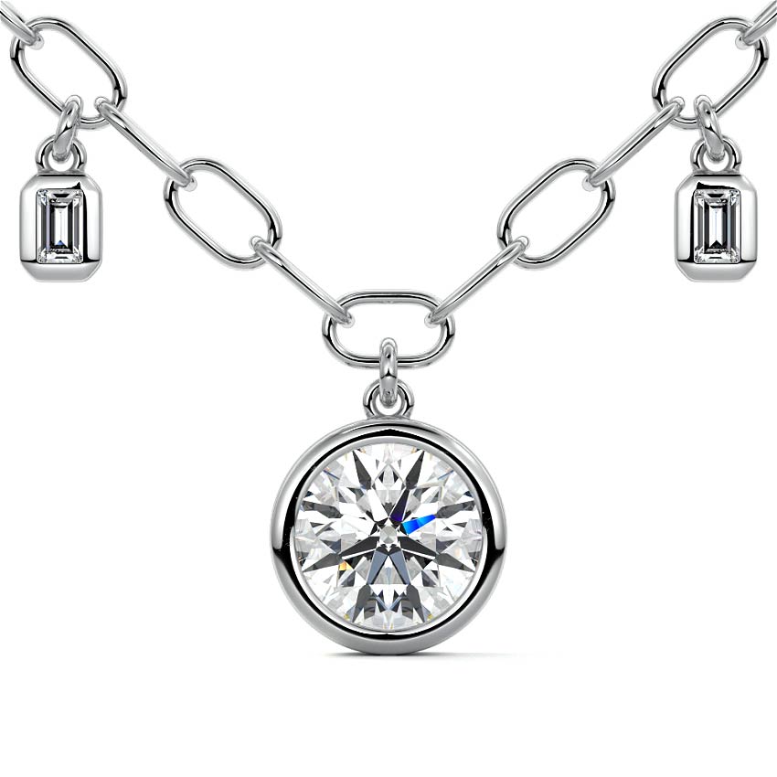 Platinum Round Diamond Bezel Solitaire Necklace