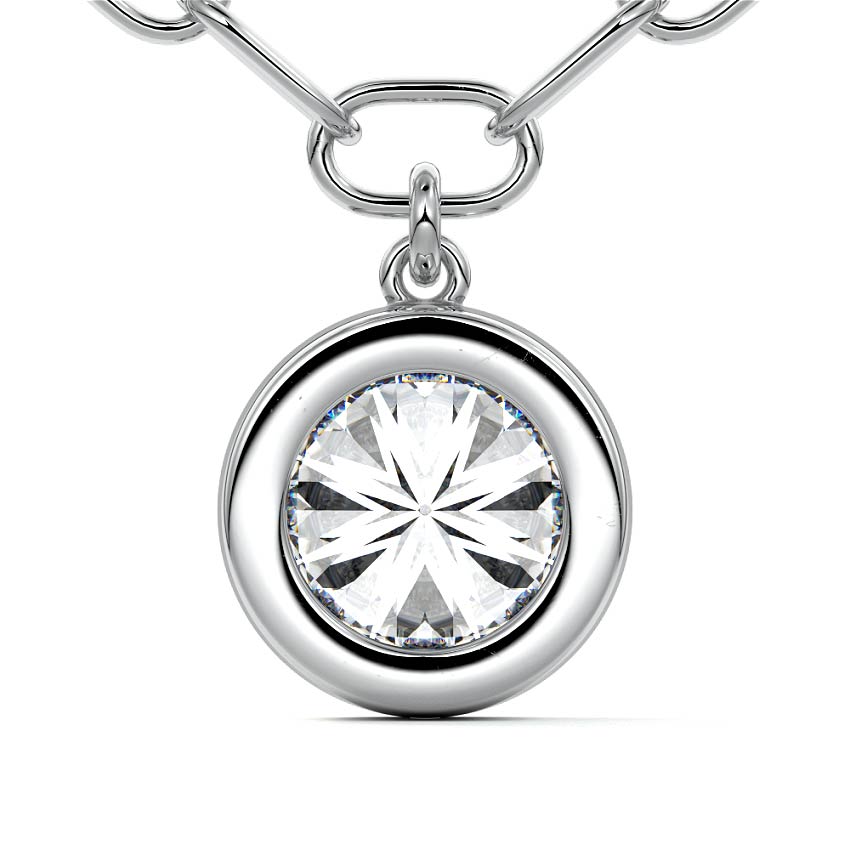 Platinum Round Diamond Bezel Solitaire Necklace