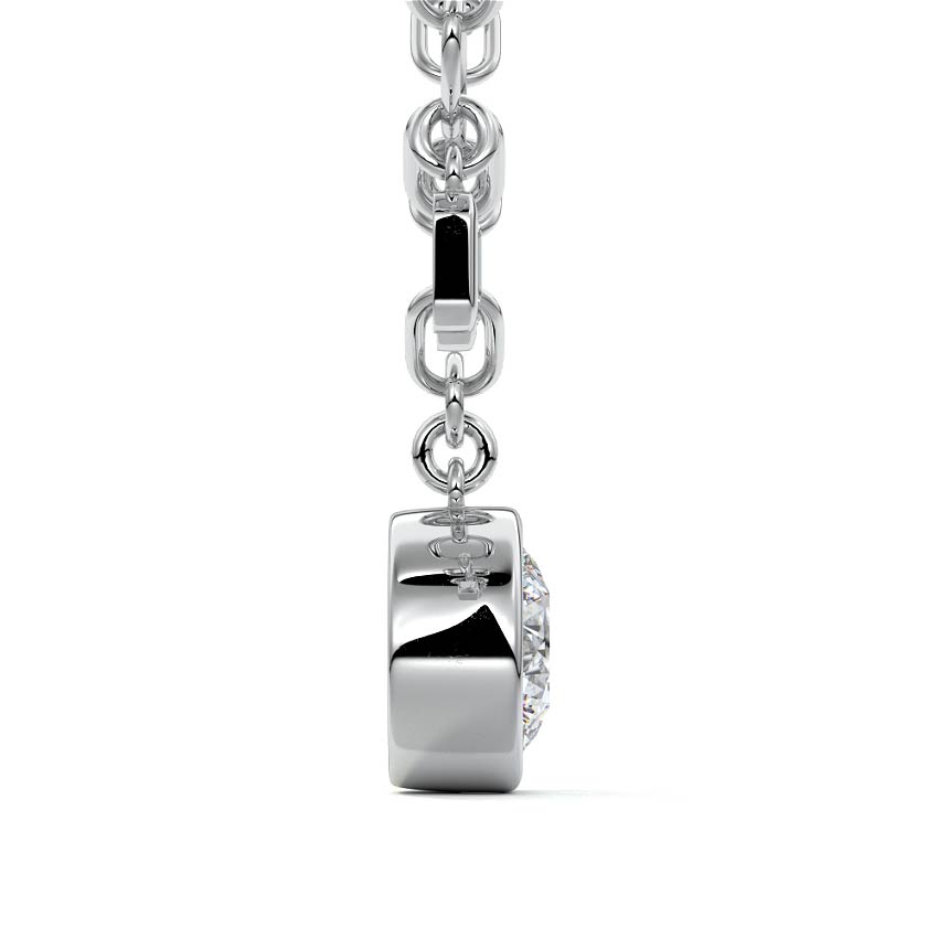 Platinum Round Diamond Bezel Solitaire Necklace