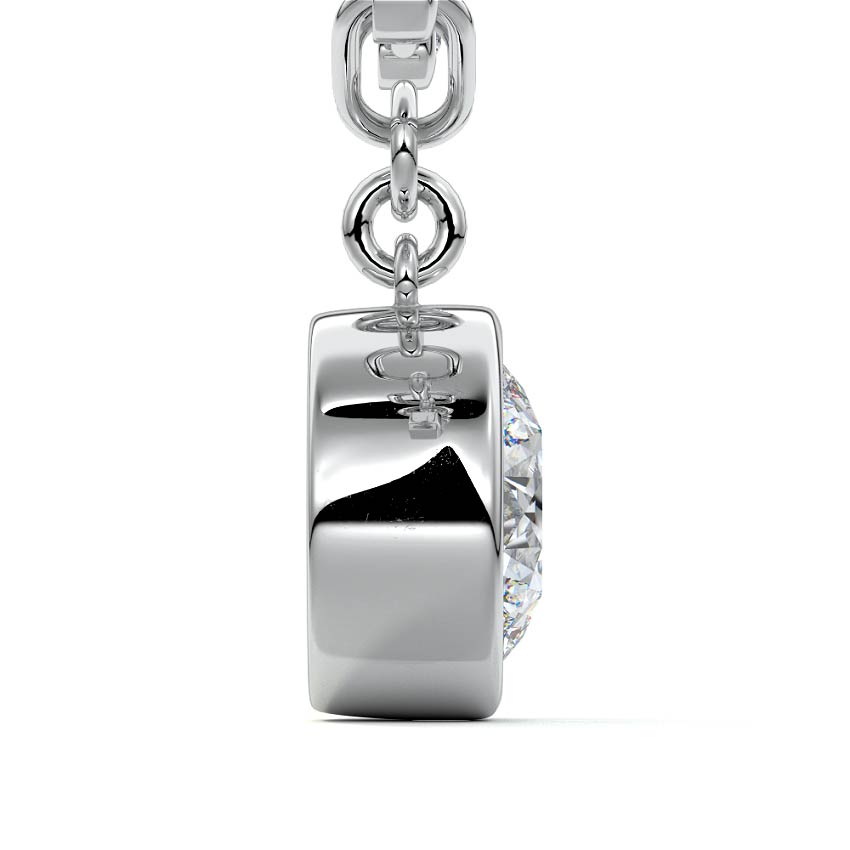 Platinum Round Diamond Bezel Solitaire Necklace