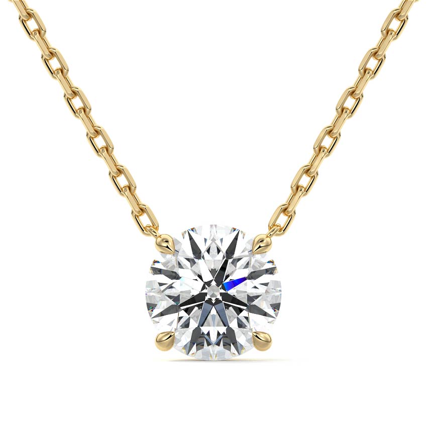Yellow gold Round Diamond Solitaire Necklace
