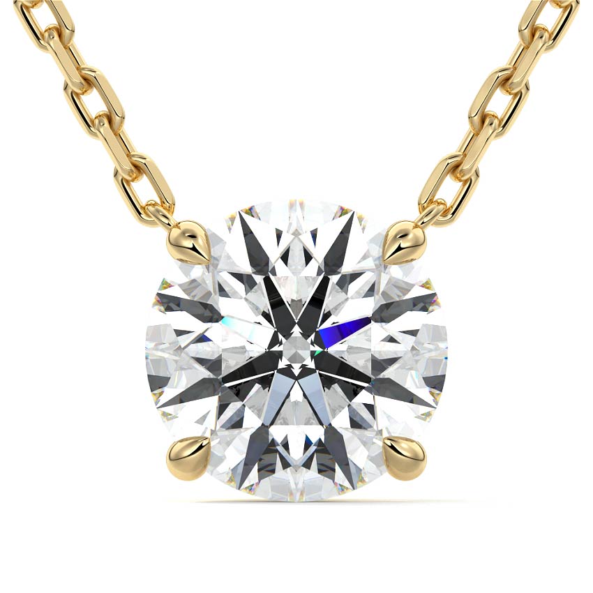 Yellow gold Round Diamond Solitaire Necklace
