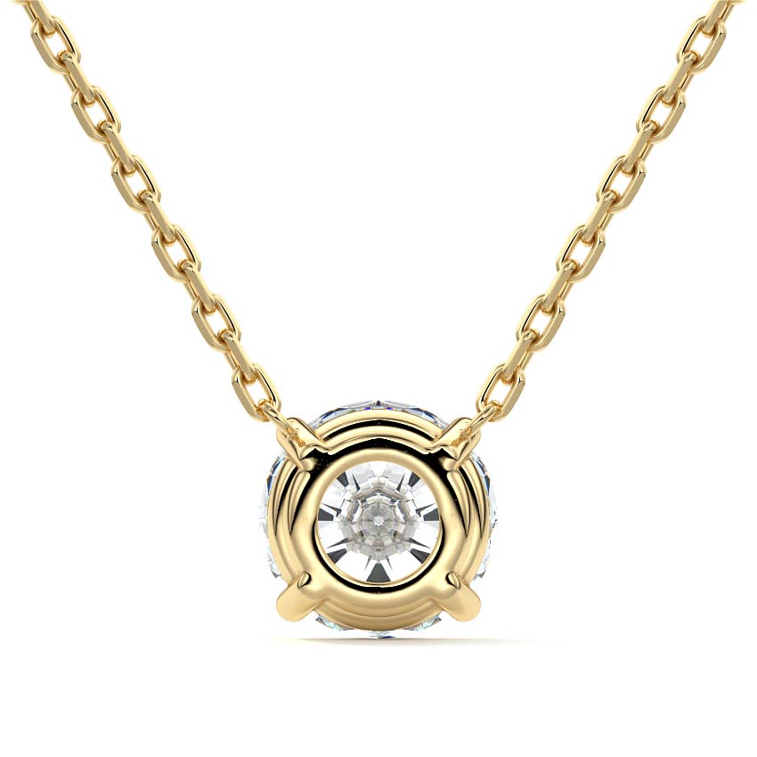 Yellow gold Round Diamond Solitaire Necklace