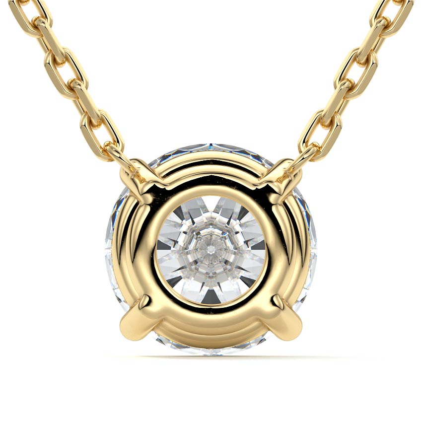 Yellow gold Round Diamond Solitaire Necklace