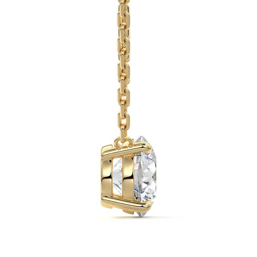 Yellow gold Round Diamond Solitaire Necklace