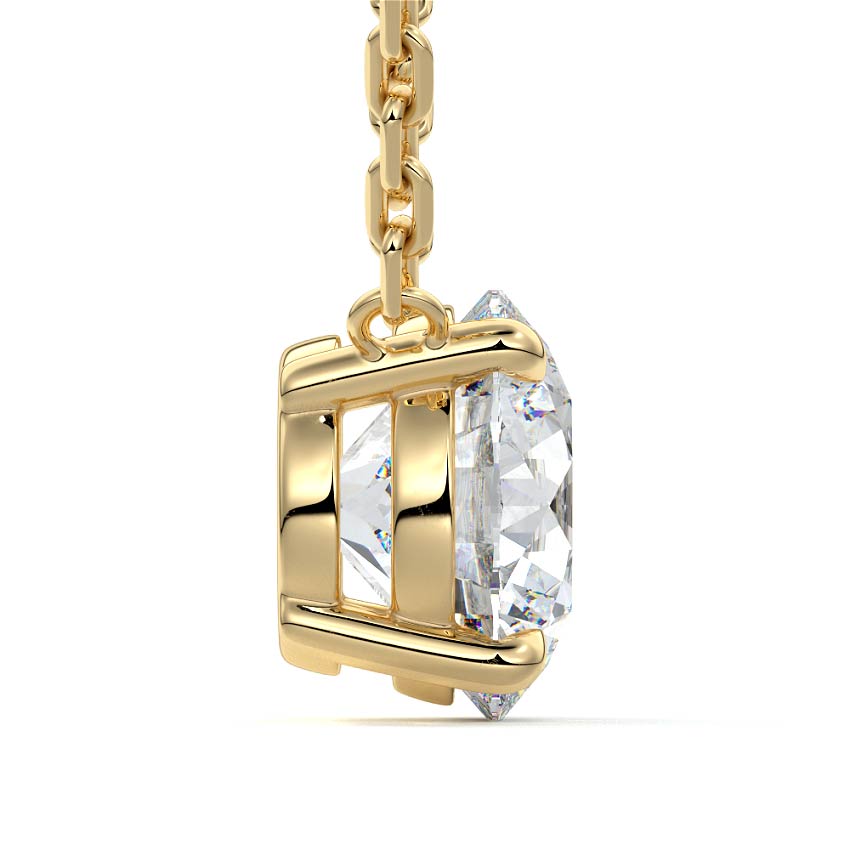 Yellow gold Round Diamond Solitaire Necklace