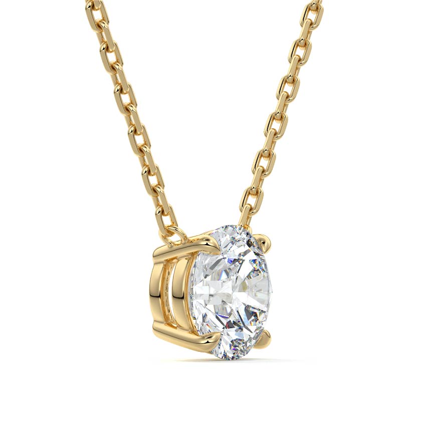 Yellow gold Round Diamond Solitaire Necklace