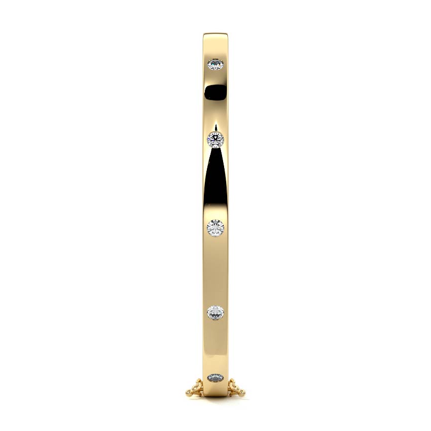 Yellow gold Flush Set Round Diamond Bangle Bracelet