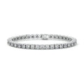 Silver Basket Set Round Diamond Tennis Bracelet