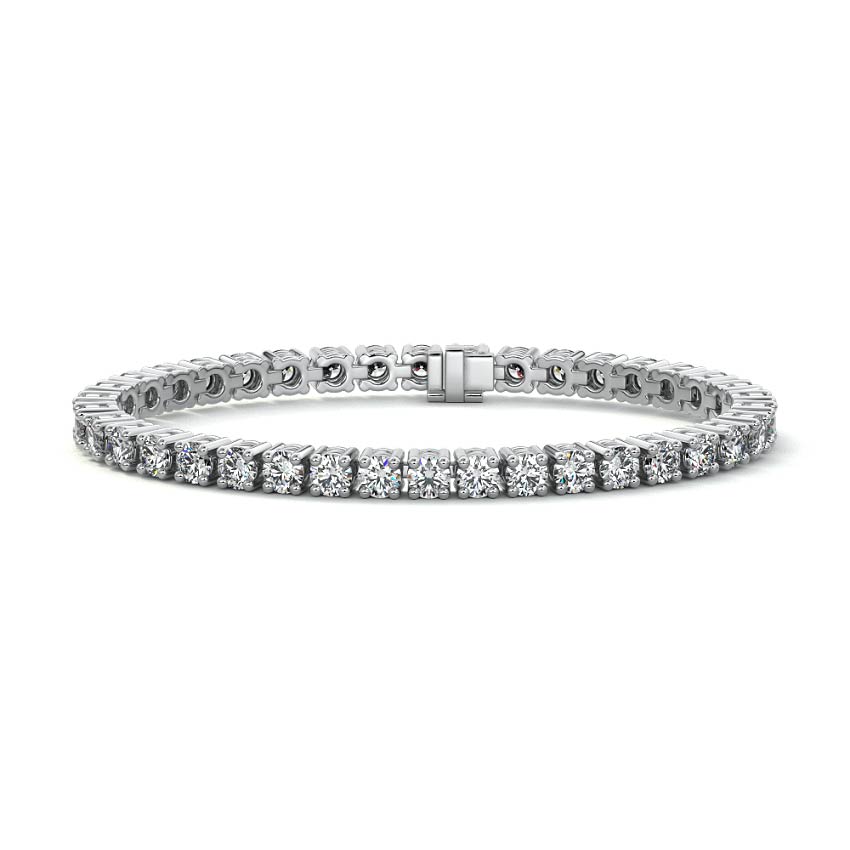 Silver Basket Set Round Diamond Tennis Bracelet