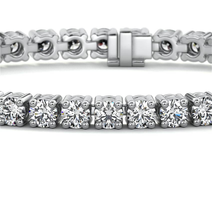 Silver Basket Set Round Diamond Tennis Bracelet