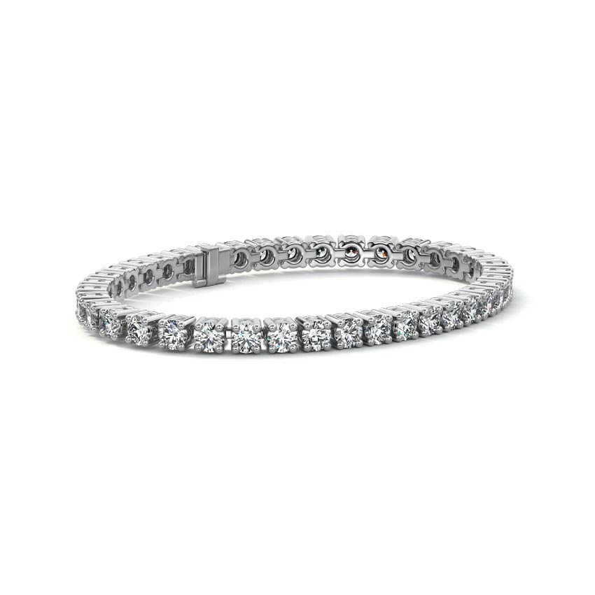 Silver Basket Set Round Diamond Tennis Bracelet